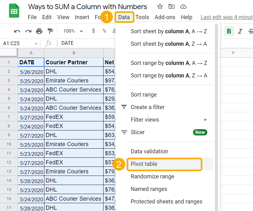 How To Add Sum Of Columns In Google Sheets