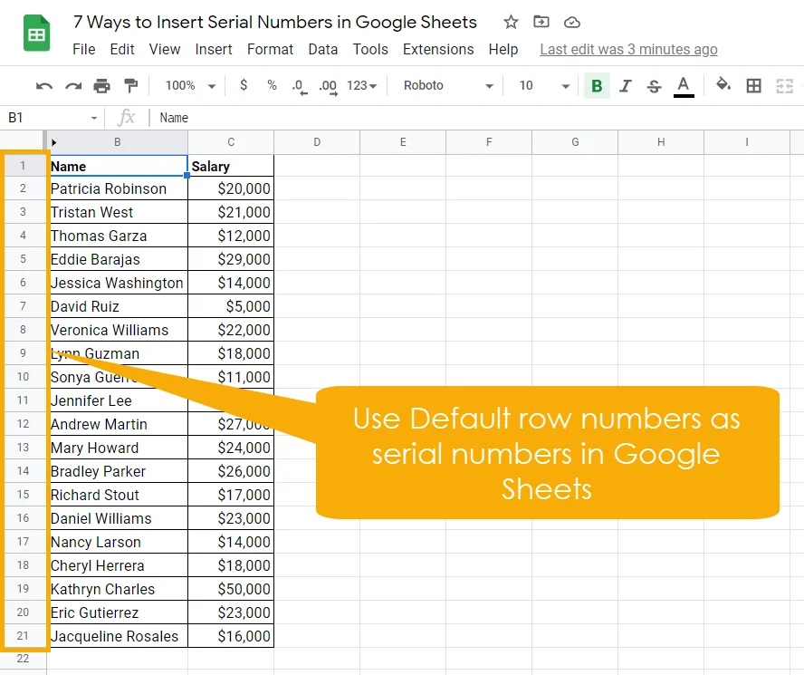 How To Add Serial Number In Google Sheets - Sheets for Marketers