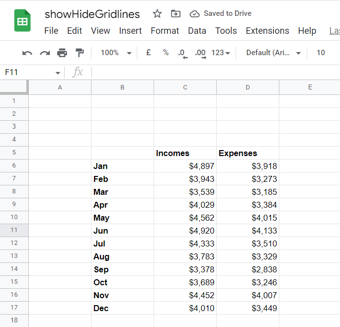 3 Ways To Show Or Hide Gridlines In Google Sheets Ok Sheets