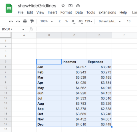 3 Ways To Show Or Hide Gridlines In Google Sheets | Ok Sheets