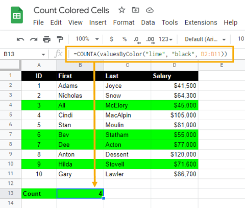 3 Ways to Count Colored Cells in Google Sheets | Ok Sheets