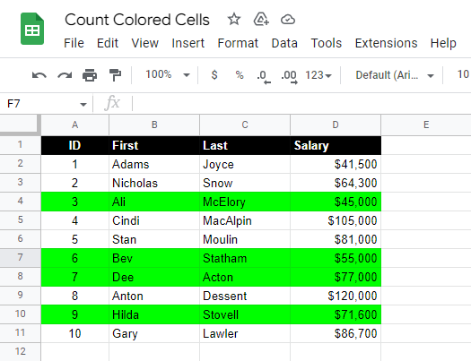 3 Ways To Count Colored Cells In Google Sheets Ok Sheets