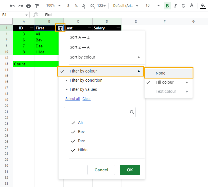 3 Ways to Count Colored Cells in Google Sheets | Ok Sheets